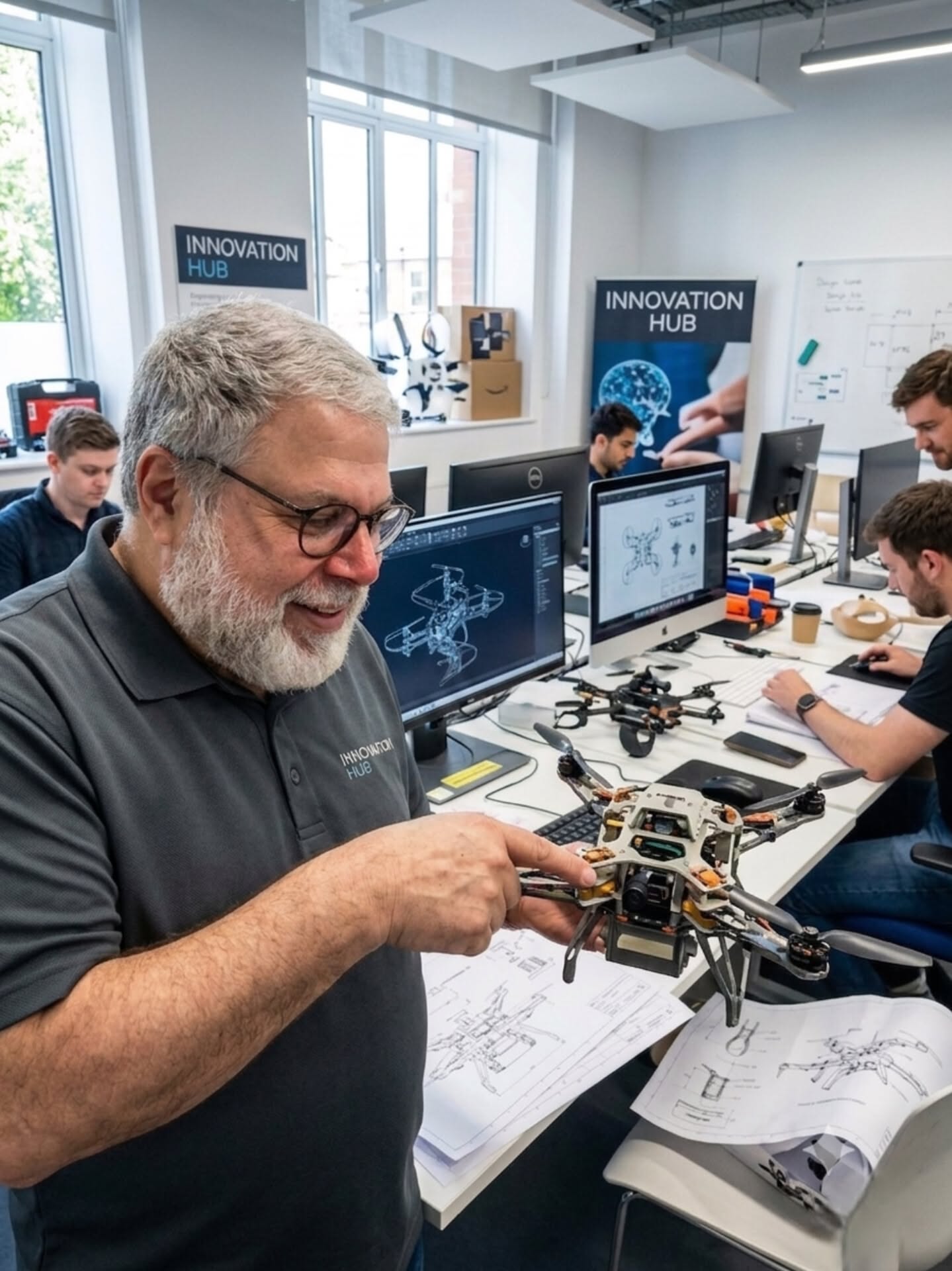 Инженеры Falcon Dynamics собирают и тестируют дрон в лаборатории